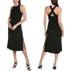 Theory X Back Midi Dress Sz 2 NWT Black $375 Ottoman Fabric